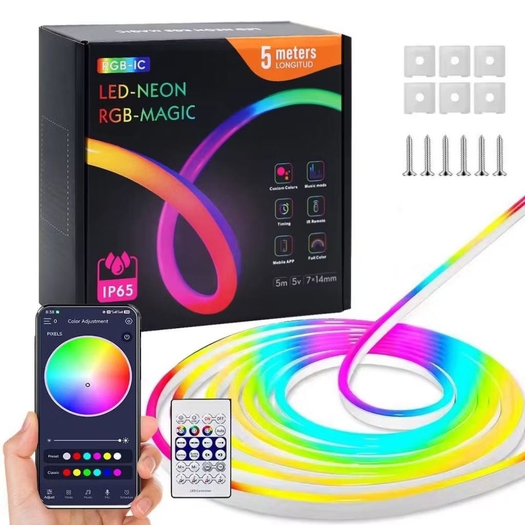 Paket Lampu Neon Flex Running RGB USB 5 Meter