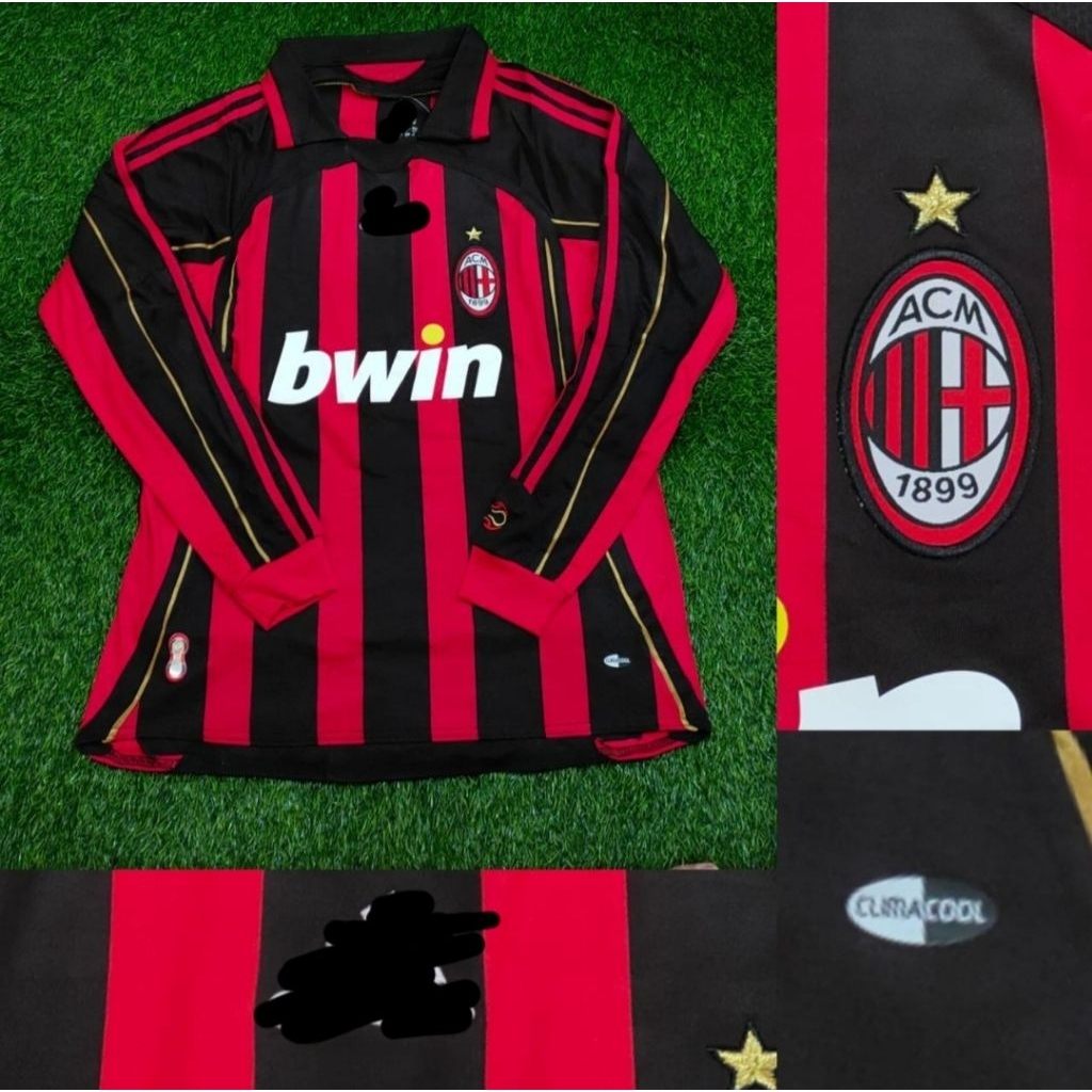 Jersey Kaos Baju Sepak Bola AC Milan Milanisti Home Away 3rd Third Bwin Retro Klasik Classic Jadul L