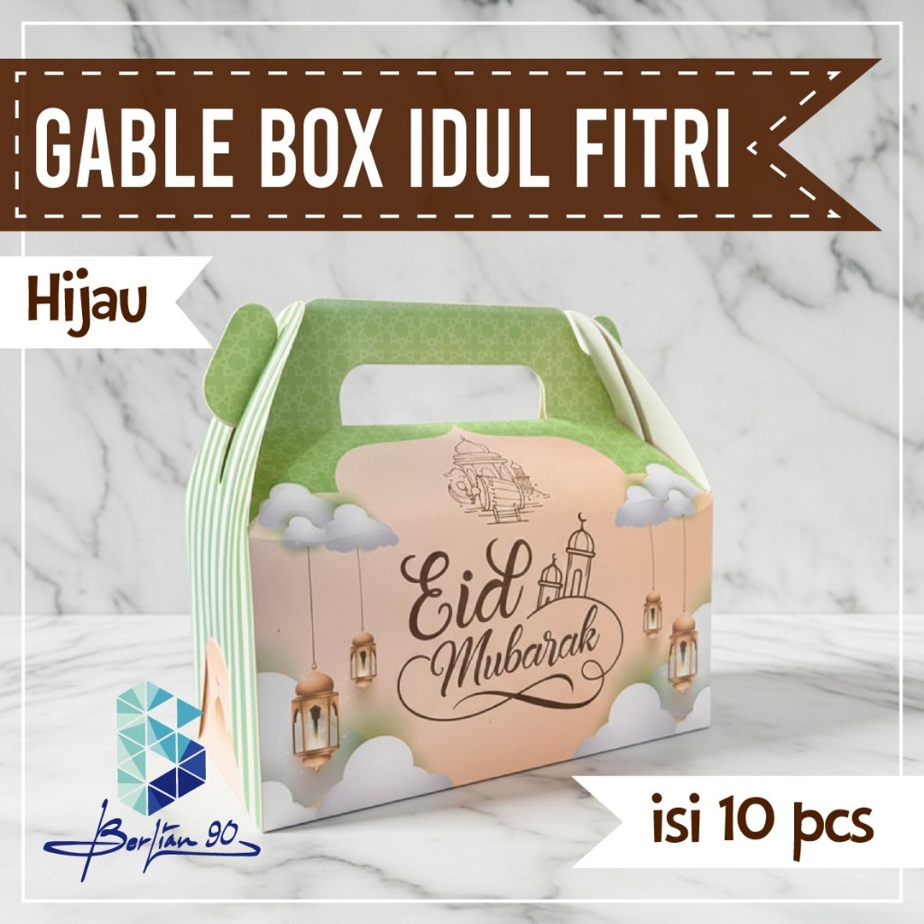 Gable Box Idul Fitri HIjau uk. 22x11,5x20 isi 10pcs