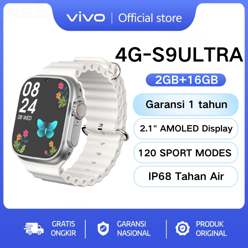 4G Sim card  VIVO Samrt watch S9 ULTRA  Original with 2.1" HD AMOLED Display GPS NFC Waterproof Blue