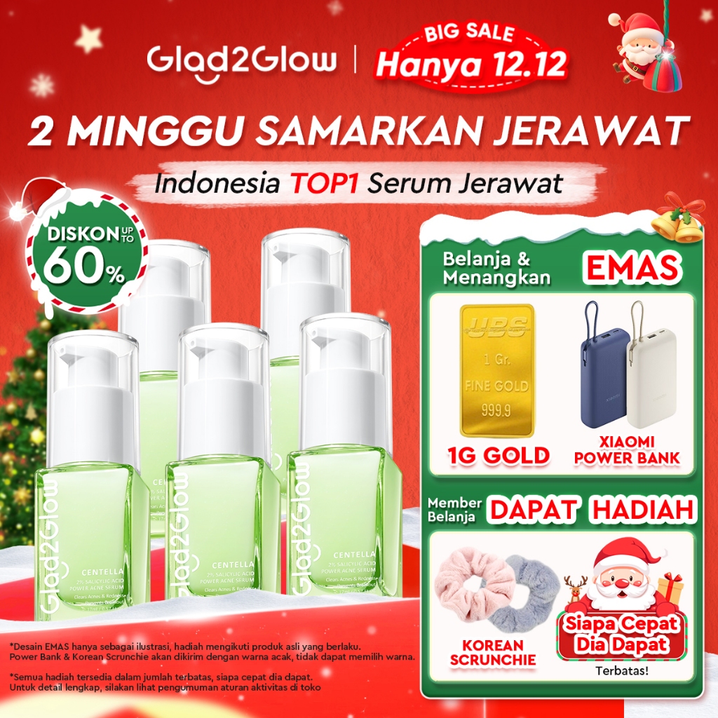 [12.12 Belanja 200rb, Disc. 20%]Glad2Glow Centella Salicylic Acid Power Acne Serum skincare serum wa