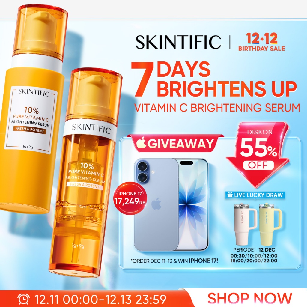 [Shopee Special 10thBirthday] SKINTIFIC 10% VITAMIN C Brightening SERUM |Pemutih wajah Mencerahkan D