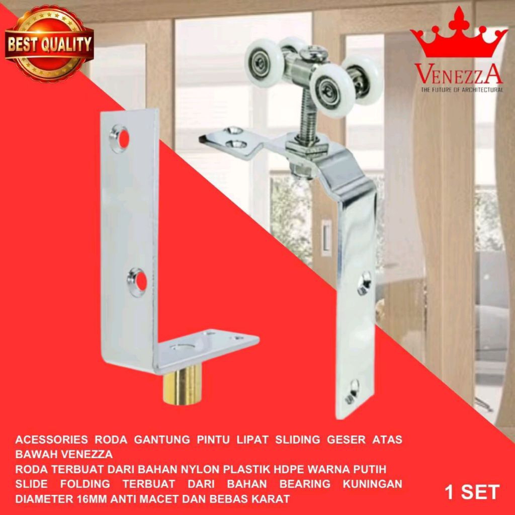 Roda Rel Husky Pintu Lipat Aluminium VENEZZA Fleksibel Putar 360°Atas Bawah Komplit