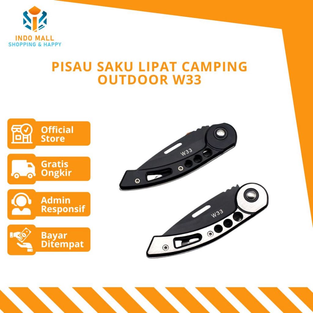 Pisau Saku Lipat Survival Outdoor W33 Mini Camping Gunung / Pisau Lipat