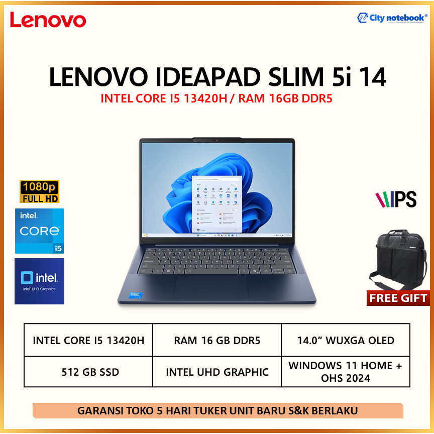 Lenovo Ideapad Slim 5i OLED 14IRH10 i5-13420H 16GB 1TB W11 14" WUXGA