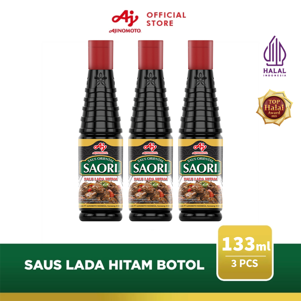 SAORI® Saus Lada hitam Oriental Blackpepper Botol 133 ml (3 pcs)