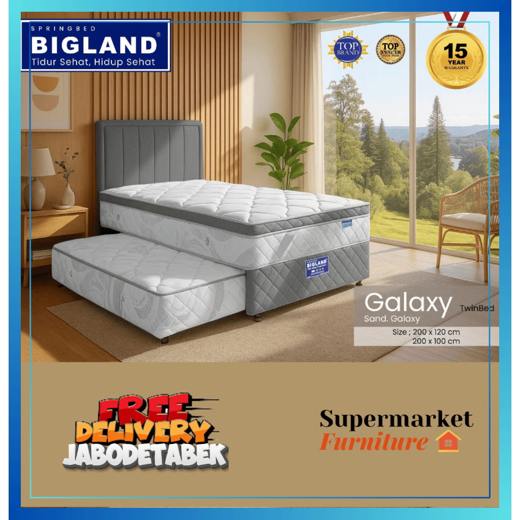 KASUR BIGLAND TWINBED GALAXY/ BIGLAND 2IN1 BEDSORONG GALAXY FREE ONGKIR