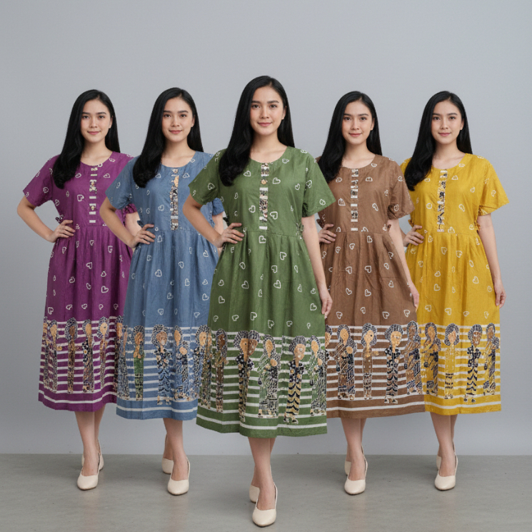 Daster Model Centini Bu Tejo mbok Jamu Jumputan Bahan Rayon solo