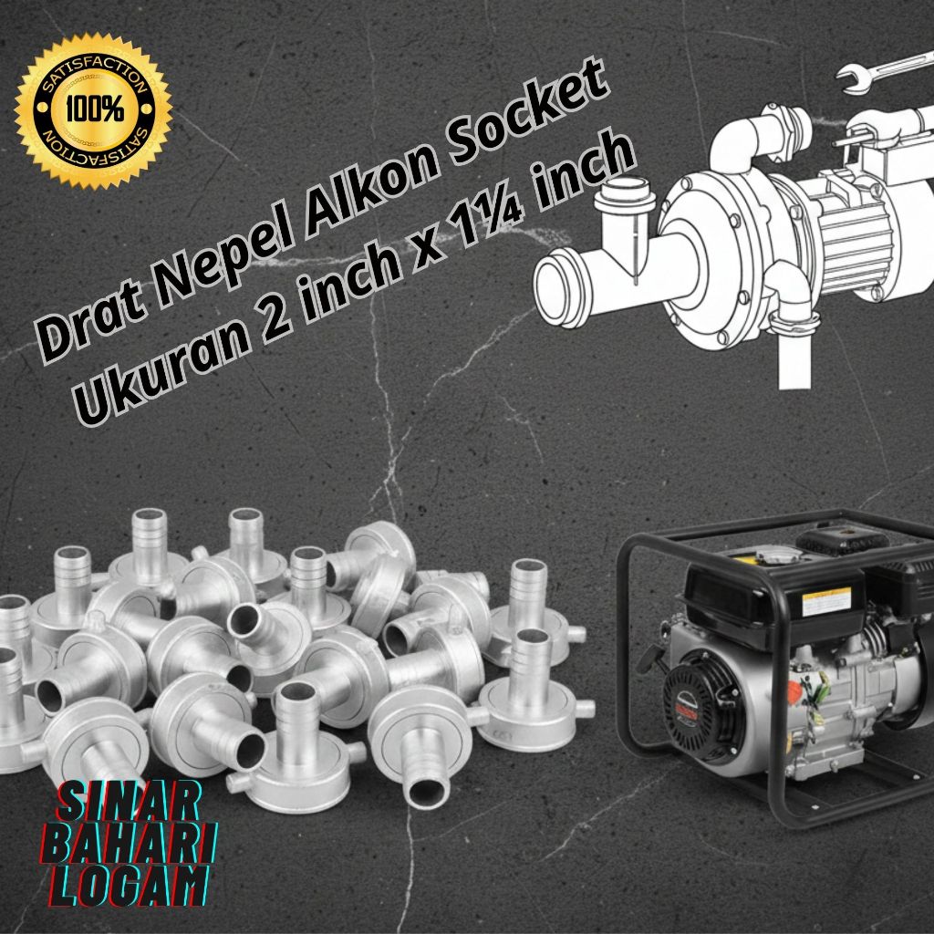 Drat nepel alkon socket | nepel alkon 2 x 1¼  inch | drat socket pompa air
