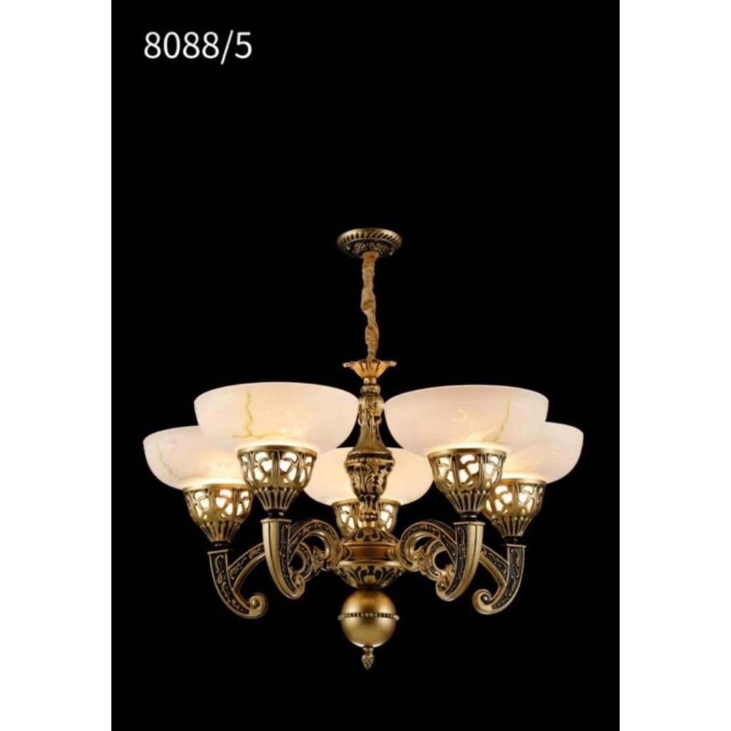 Lampu Gantung Hias Klasik Besi Tempa Ruang Tamu 5 Lampu Mewah