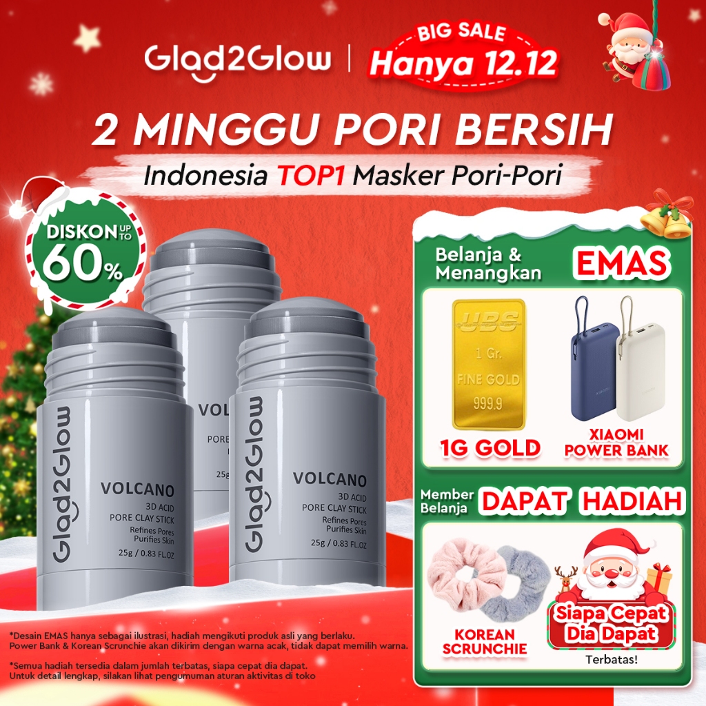 Glad2Glow Volcano 3D Acid Pore Clay Stick Masker Wajah Clay Masker Stik Deep Cleansing Pori Pori Mas