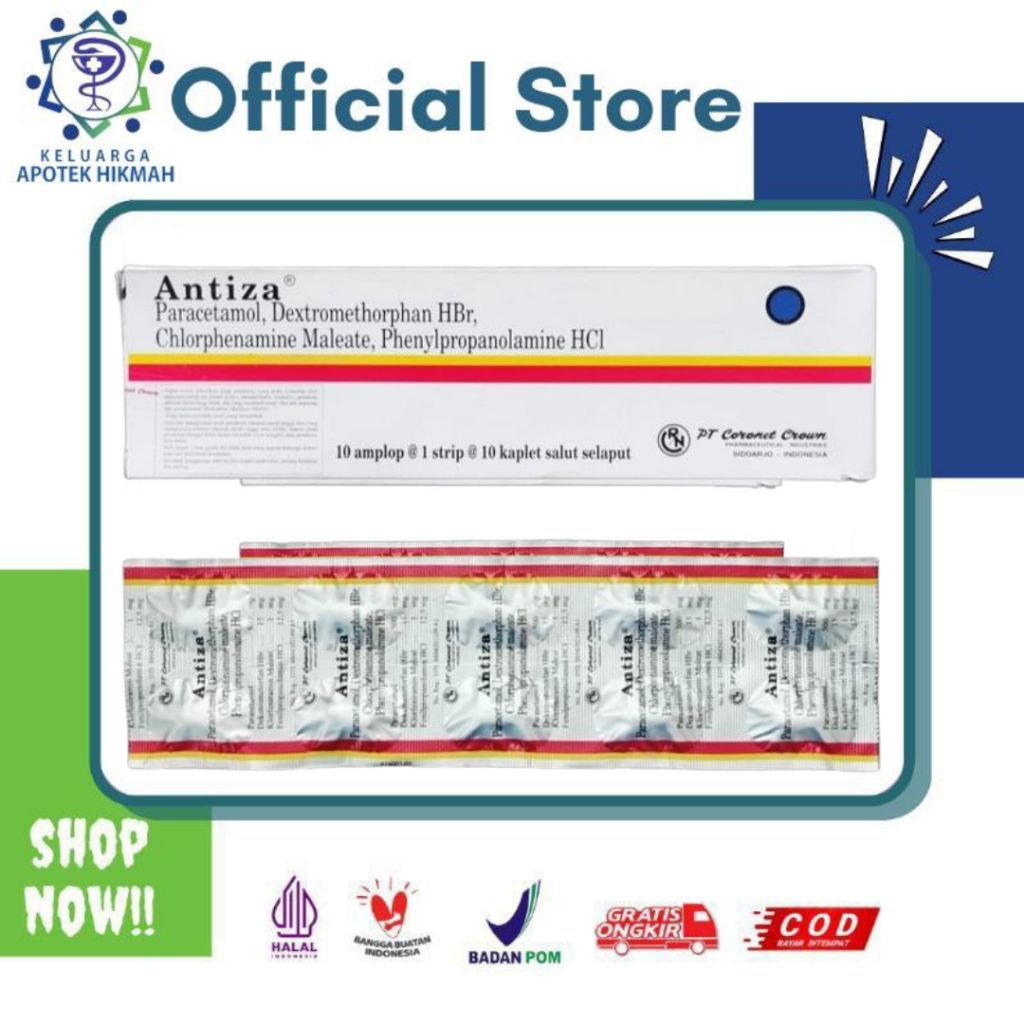 Antiza strip obat tablet batuk pilek flu bersin bersin hidung tersumbang demam