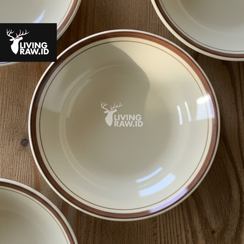 Piring Keramik Lis Coklat 8 Inch PIRING KERAMIK LIST COKLAT PIRING LUCKY Diameter 20 cm