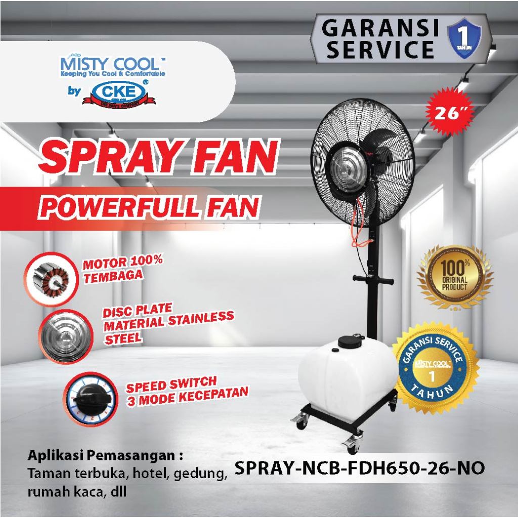 Spray Fan 26 inch Curved Blade Kipas embun Kipas Kabut 26" Misty Cool