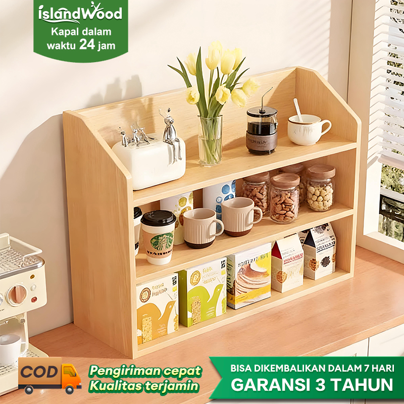 Rak Susun Kayu Rak Meja Kecil Multifungsi Rak Cangkir Rak Serbaguna Ruang Tamu/Dapur