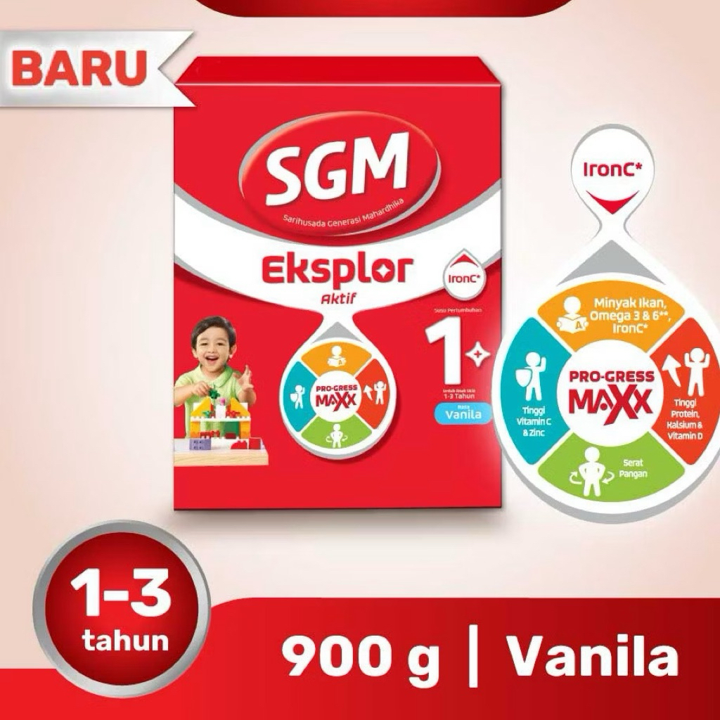Bisa COD  SGM Eksplor 1+ Plus Susu Pertumbuhan Anak Rasa Madu & Vanilla 900gram