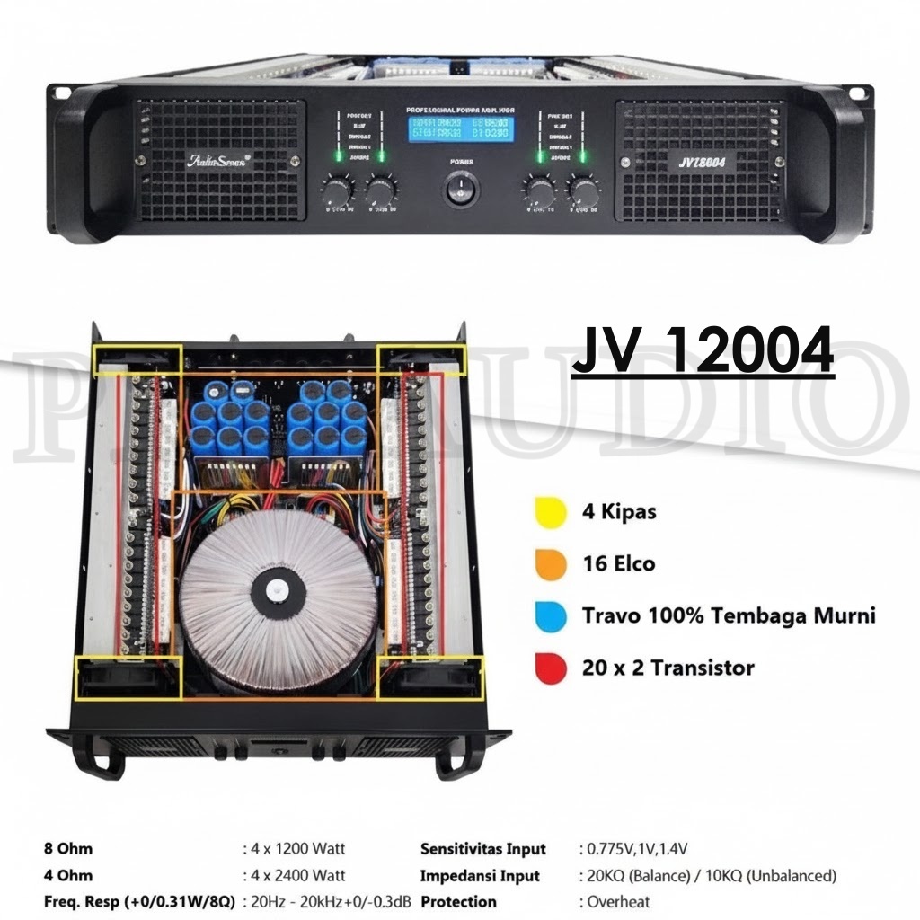 Power Amplifier AUDIO SEVEN JV12004 | JV 12004 Power 4 Channel Original 4 x 1200 Watt