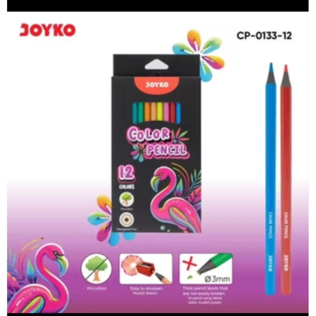 PENSIL WARNA JOYKO 12 PANJANG | PENSIL WARNA JOYKO  CP-0133-12