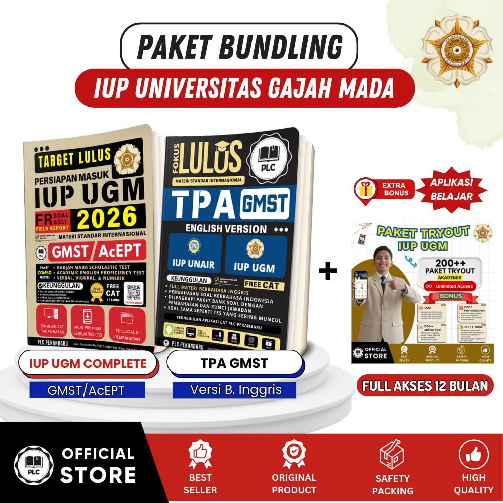 PLC - Buku Persiapan Tes Masuk Kelas Internasional IUP UGM & UNAIR 2026 - Paket Bundling
