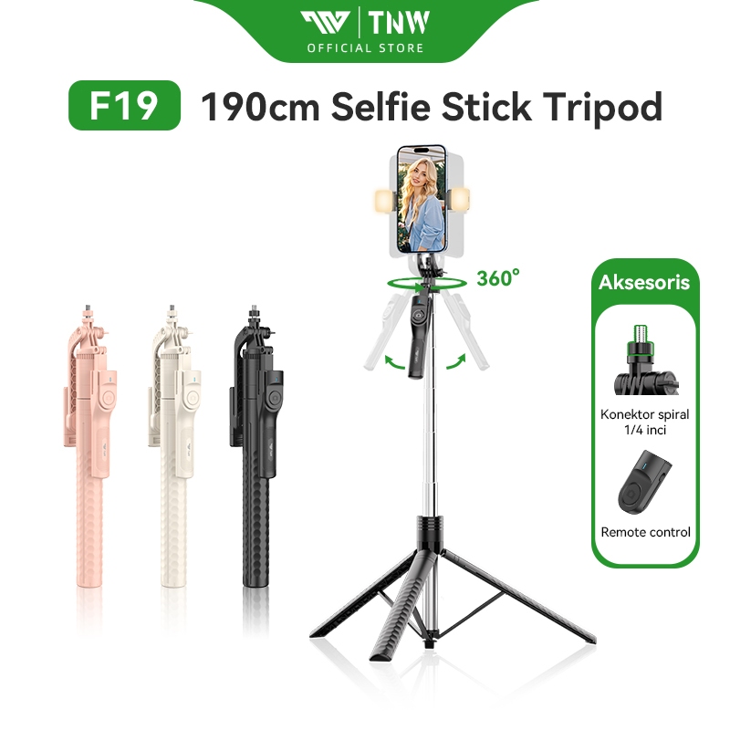TNW F19 190CM Selfie Stick L16 360° Rotasi Tongsis Tripod Bluetooth Tripod Dengan 1/4 Adaptor Blueto