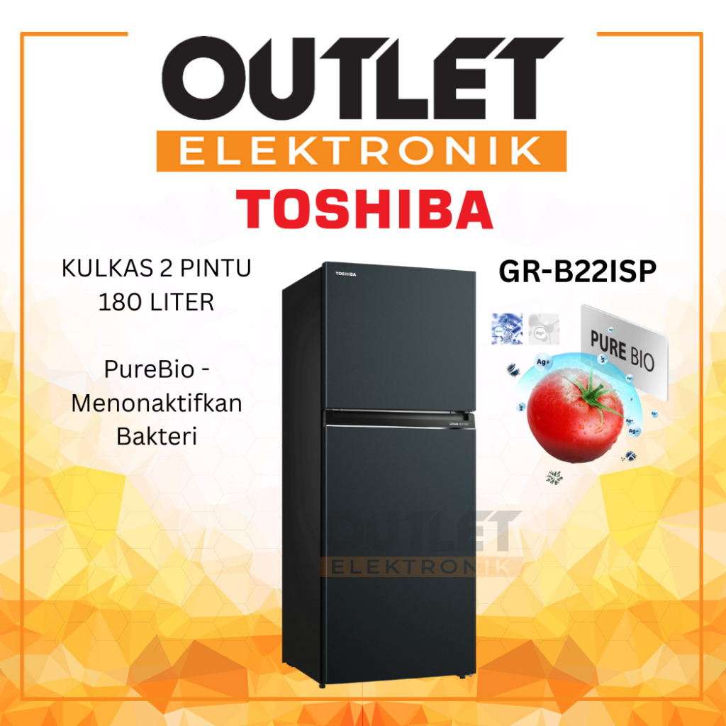 Toshiba Kulkas 2 Pintu GR-B22ISP 180L Anti Bacteria dengan Multi-Air Flow & Pure BIO Deodorizer Kapa