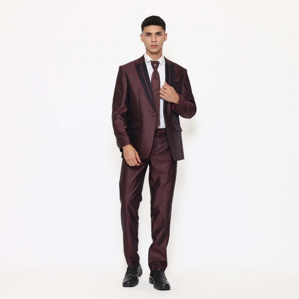 Jas Pria Semi Wool Shining Setelan Jas Pengantin Pria Bahan Tebal - YUNG