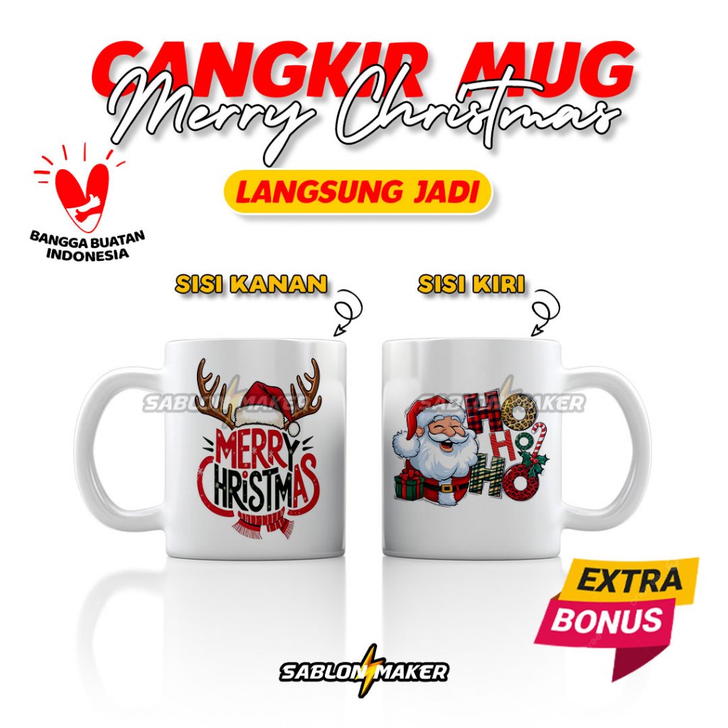 (TANPA PO) Custom Mug Natal | Mug Christmas Custom | Mug Natal & Happy New Year| Mug Hampers Natal |