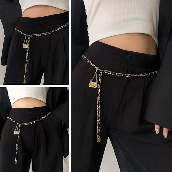 RCS -  ikat pinggang rantai gold gesper wanita desain tas mini belt rantai fashion kode BR12