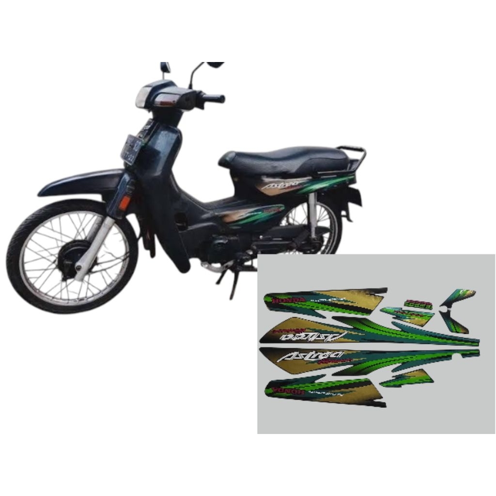 stiker striping lis body standar Astrea Grand 97 warna Hijau.