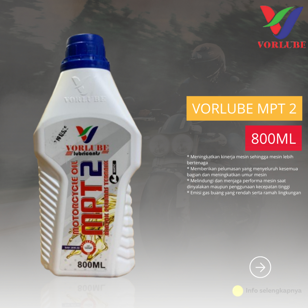 OLI MESIN MATIC OLI MPT 2 0,8L JASO SF 20W - 40 VORLUBE LUBRICANT MURAH SNI MPT2