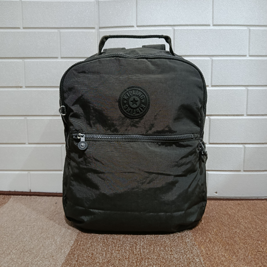 Tas Kipling Shelden Backpack Army Green Original Ransel Laptop Pria Wanita Daily Bag Unisex
