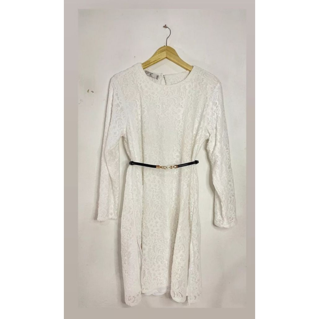 mini dress brokat putih mewah by 3h JM superstore