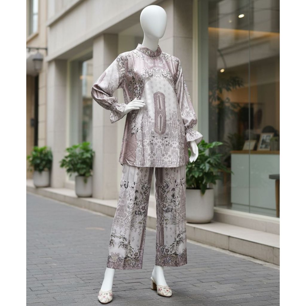 SETELAN TUNIK SILK RUBBY PREMIUM JUMBO//ONE SET SILK