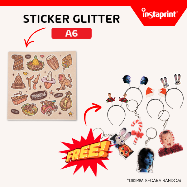 Cetak Cutting Custom Sticker Glitter A6 I Sticker Pack Custom A6
