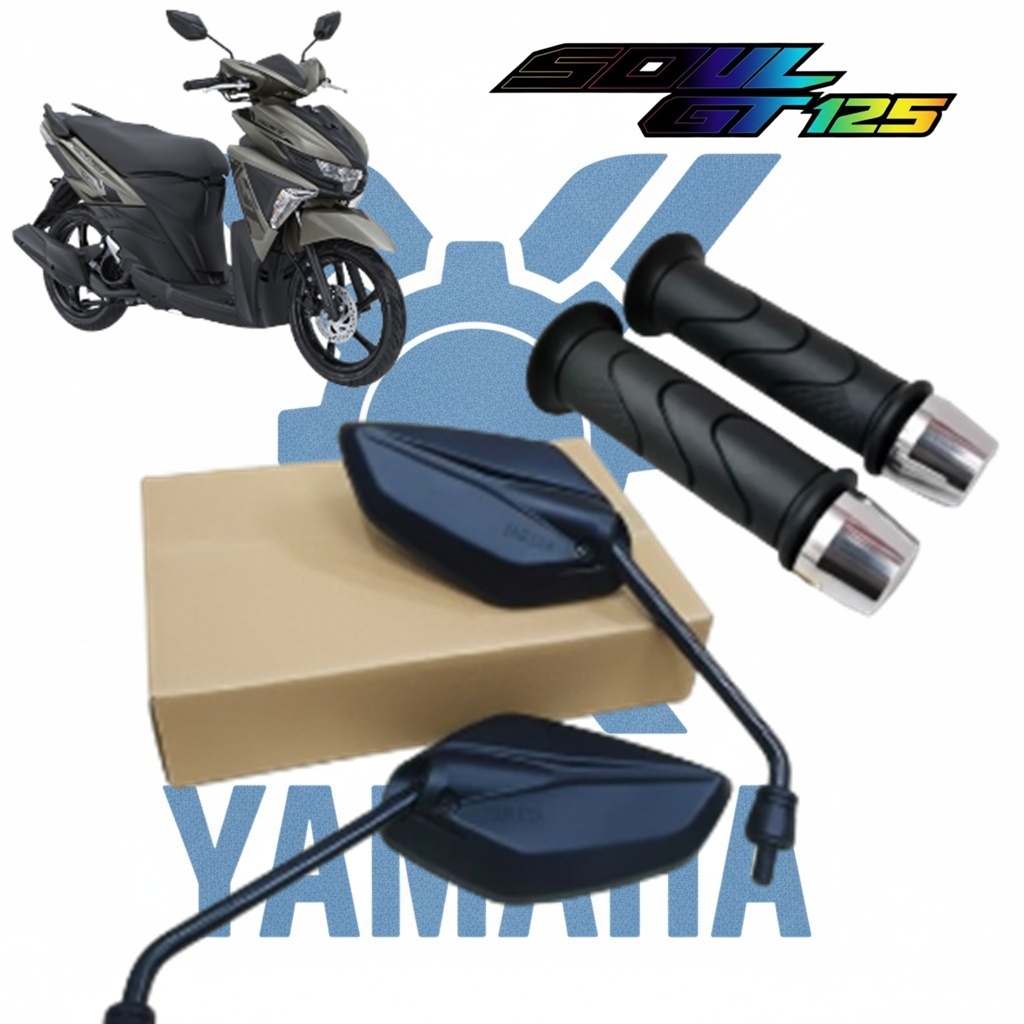 Paket Kaca Spion Mio Mio Soul GT 125 + karet Grip + Jalu Stang CNC