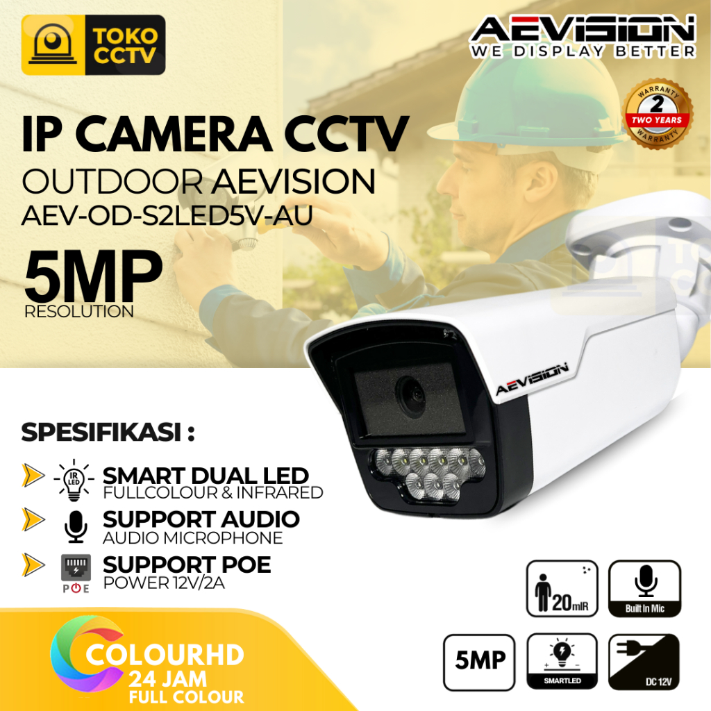 Kamera CCTV IP Outdoor 5MP FullColor , CCTV IP Camera 5MP+Audio Bergaransi