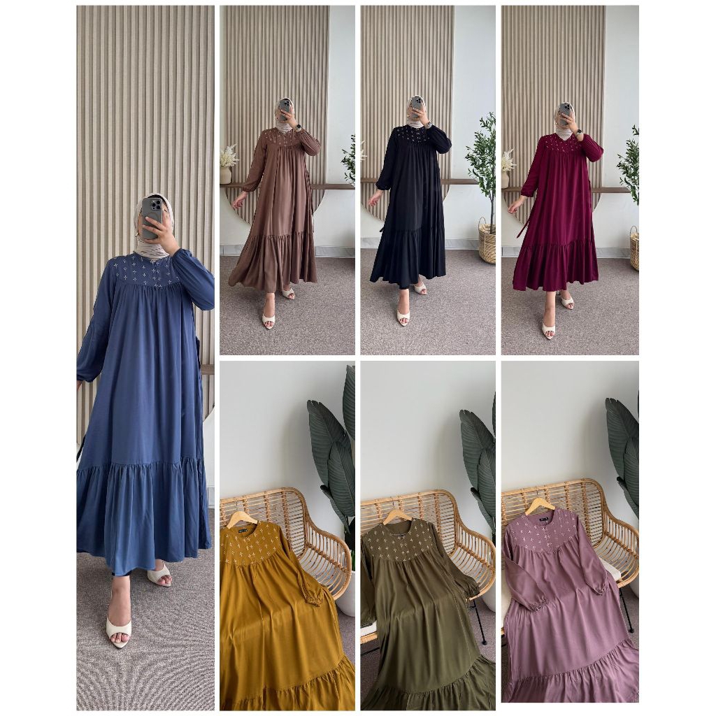 GAMIS ANISA/NAIMA DRESS/GAMIS POLOS BORDIR/GAMIS RAYON TWILL POLOS/GAMIS POLOS PAYUNG/LONGDRESS BORD