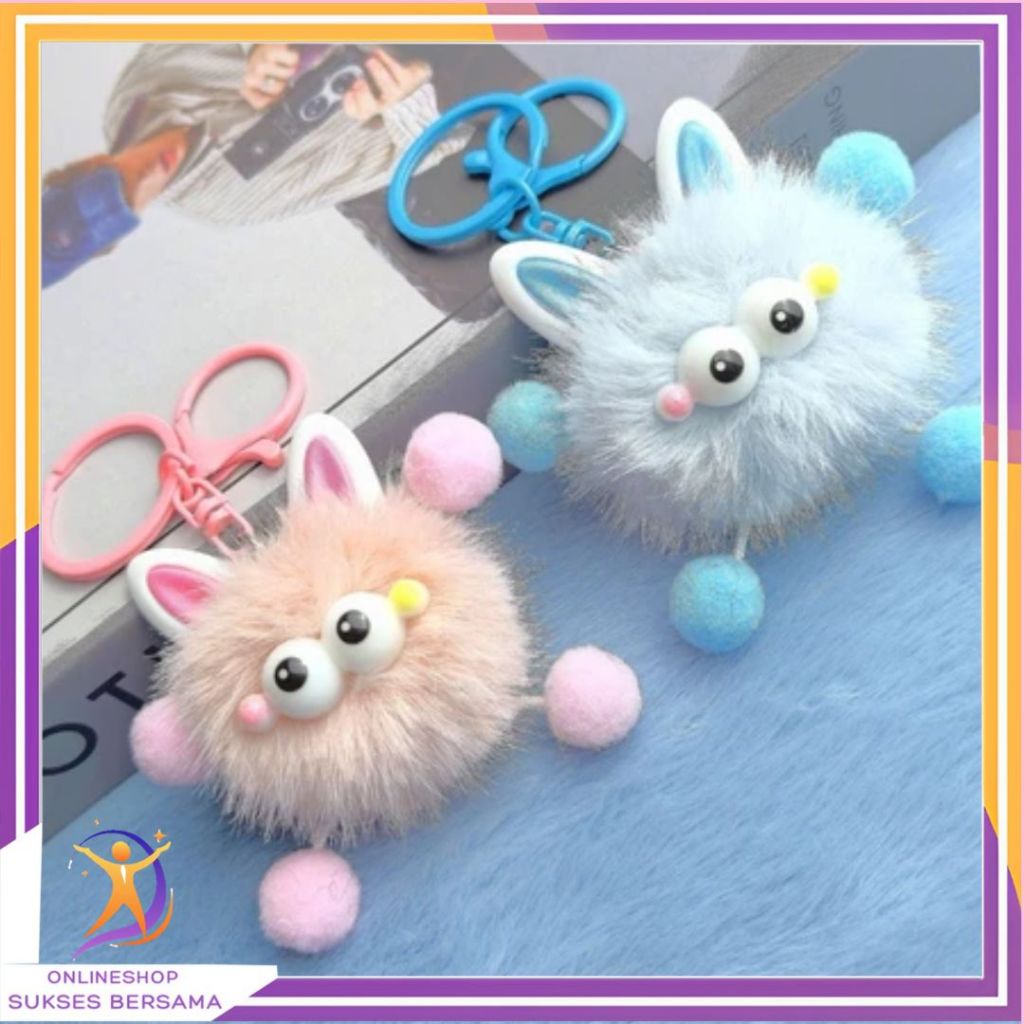 OSB Gantungan Tas Boneka Lucu Gantungan Little Monster Kawai Boneka Bulu Halus Gantungan Kunci Bonek