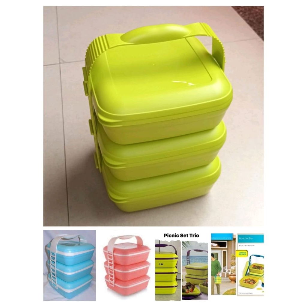 Rantang 3 susun tupperware picnic set trio