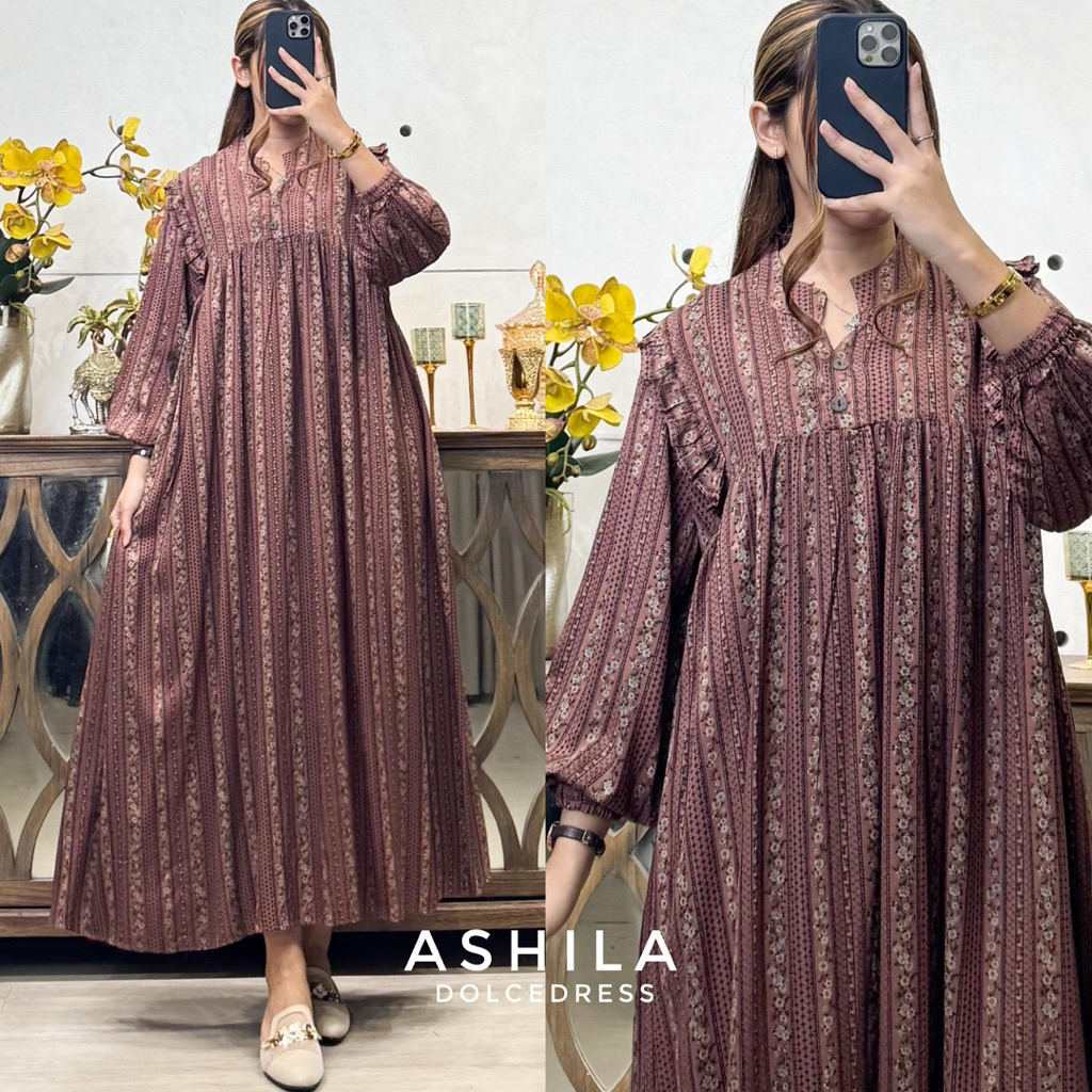 Ashila Dress / Dress By DolceDress / Dress lebaran  / Dress Wanita Kekinian
