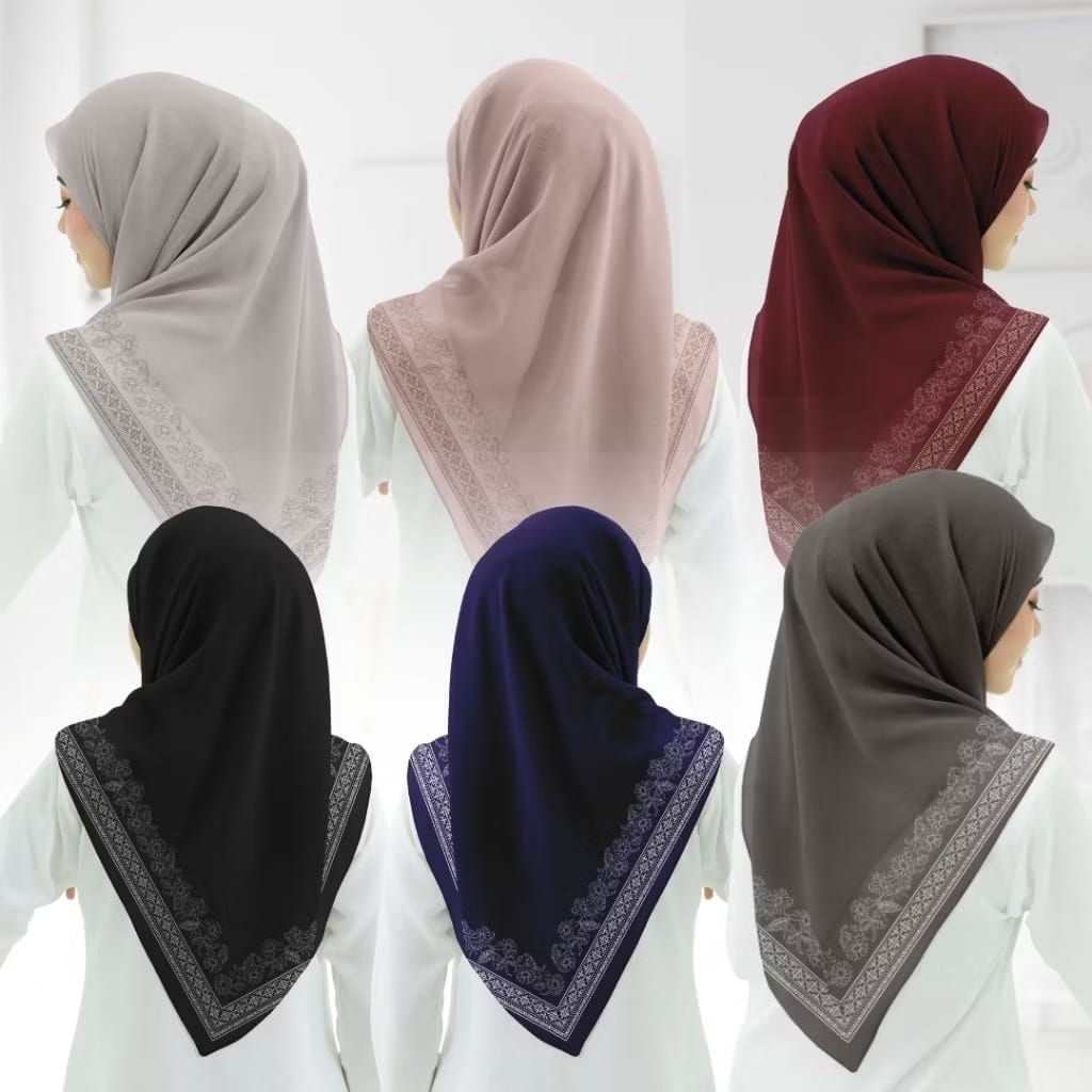 AZZAHRA- Hijab voal segi empat motif / Jilbab motif printing