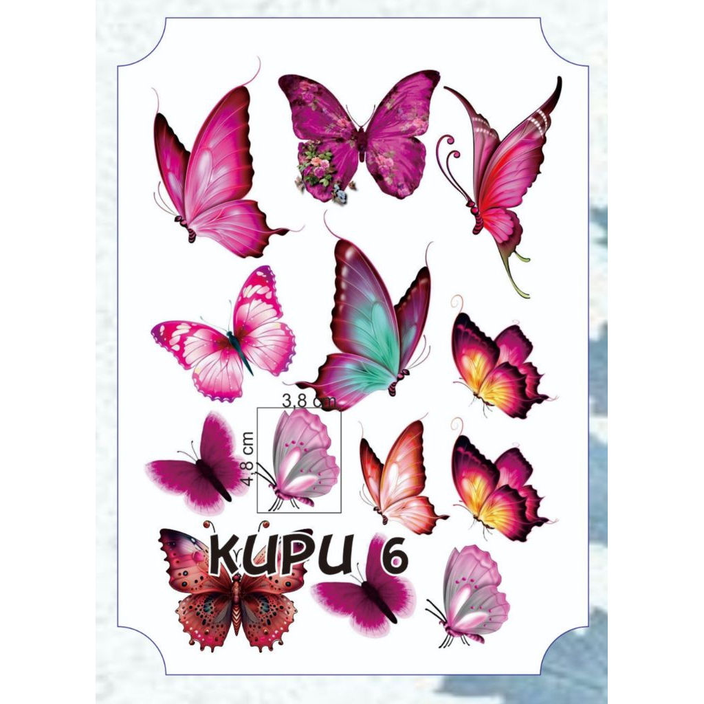 TOPPER Kupu kecil/Hiasan kupu untuk buket/mahar/hantaran/kue tart dll