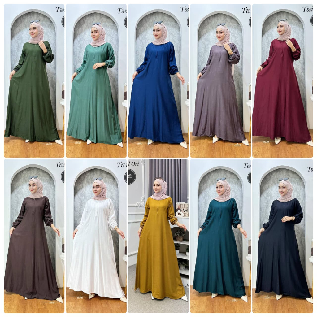GAMIS LEBARAN - GAMIS POLOS RESLETING DEPAN GAUN ANGUN ABAYA PREMIUM MURAH BISA COD
