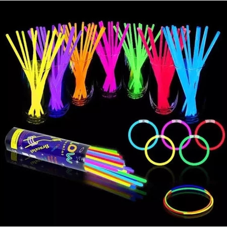 (1 TABUNG) MAINAN GLOW STICK 50PCS&100PCS - GLOW IN THE DARK - STICK NYALA BISA DIBENTUK - GELANG NE