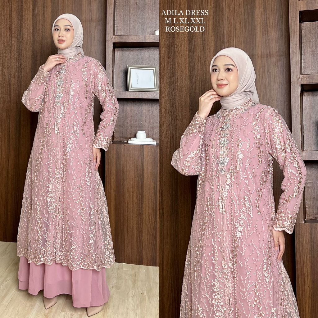 New Arrival-DRESS GAMIS TERBARU 2025-Adila Dress Gamis Pesta Modern Ceruty Tile  GAMIS ABAYA TERBARU