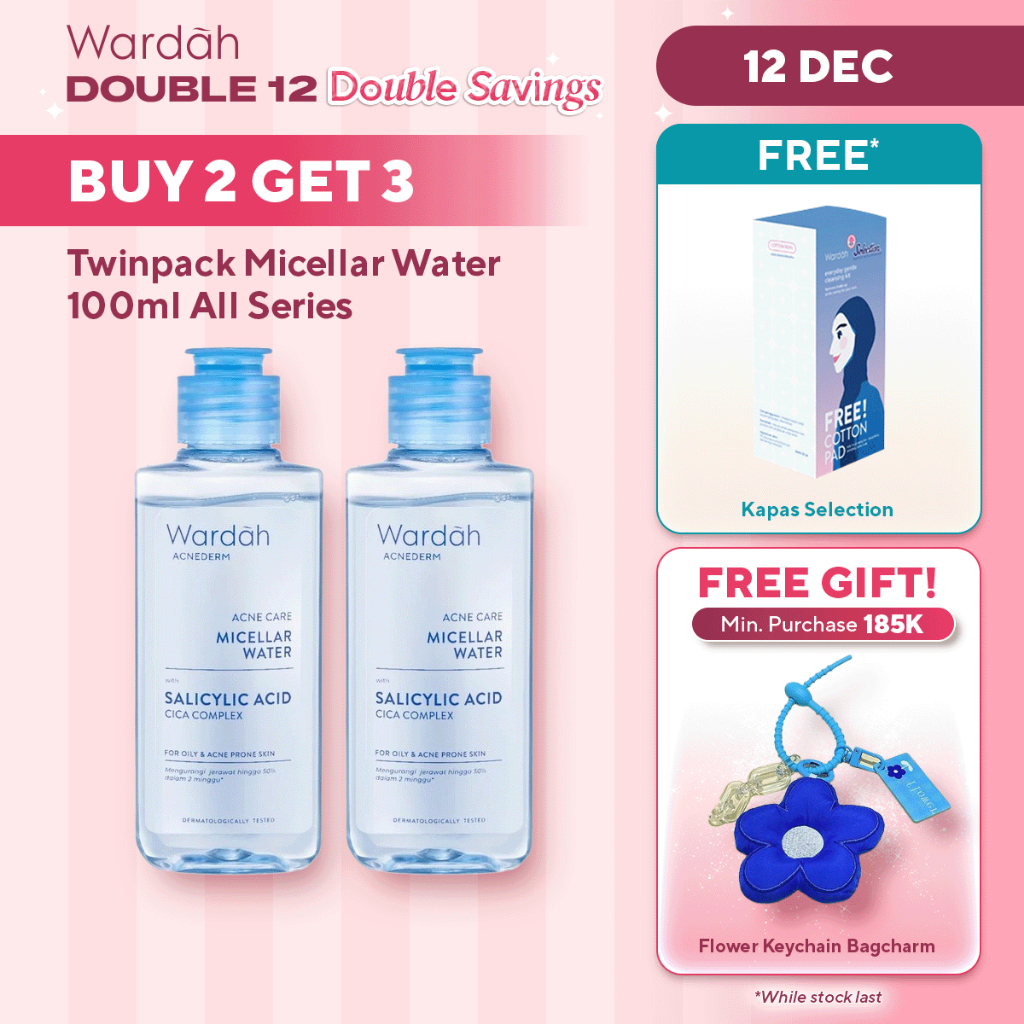 WARDAH TWINPACK Micellar Water 100ml All Series - Perfect Bright, Calm and Soothe Nature Daily, Acne