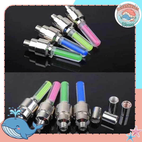 HL0079 Tutup Pentil LED 1 Pasang Lampu Hias Ban Sepeda Motor Mobil Warna Warni