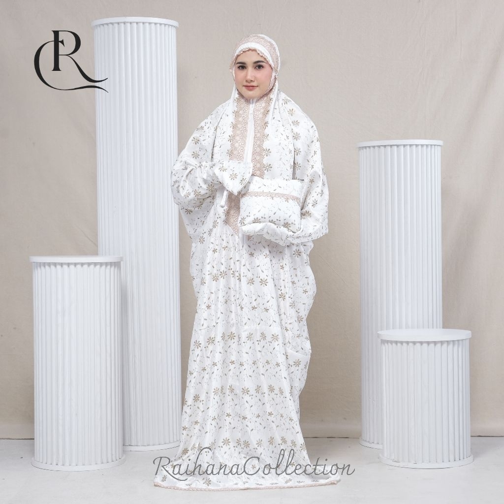 RAIHANA|Mukena terusan sutra milo full bordir, mukena premium mewah jumbo