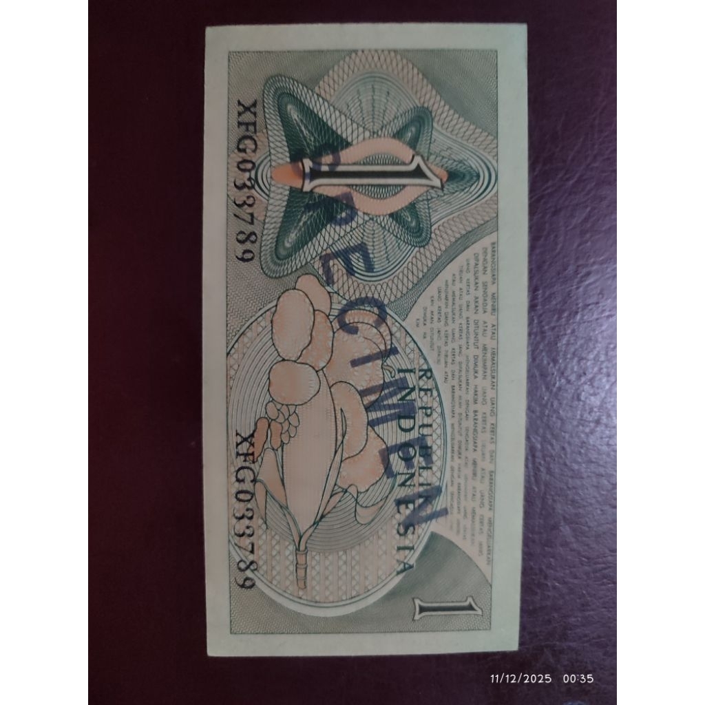 1 rupiah sandang pangan 1961 cap SPECIMEN