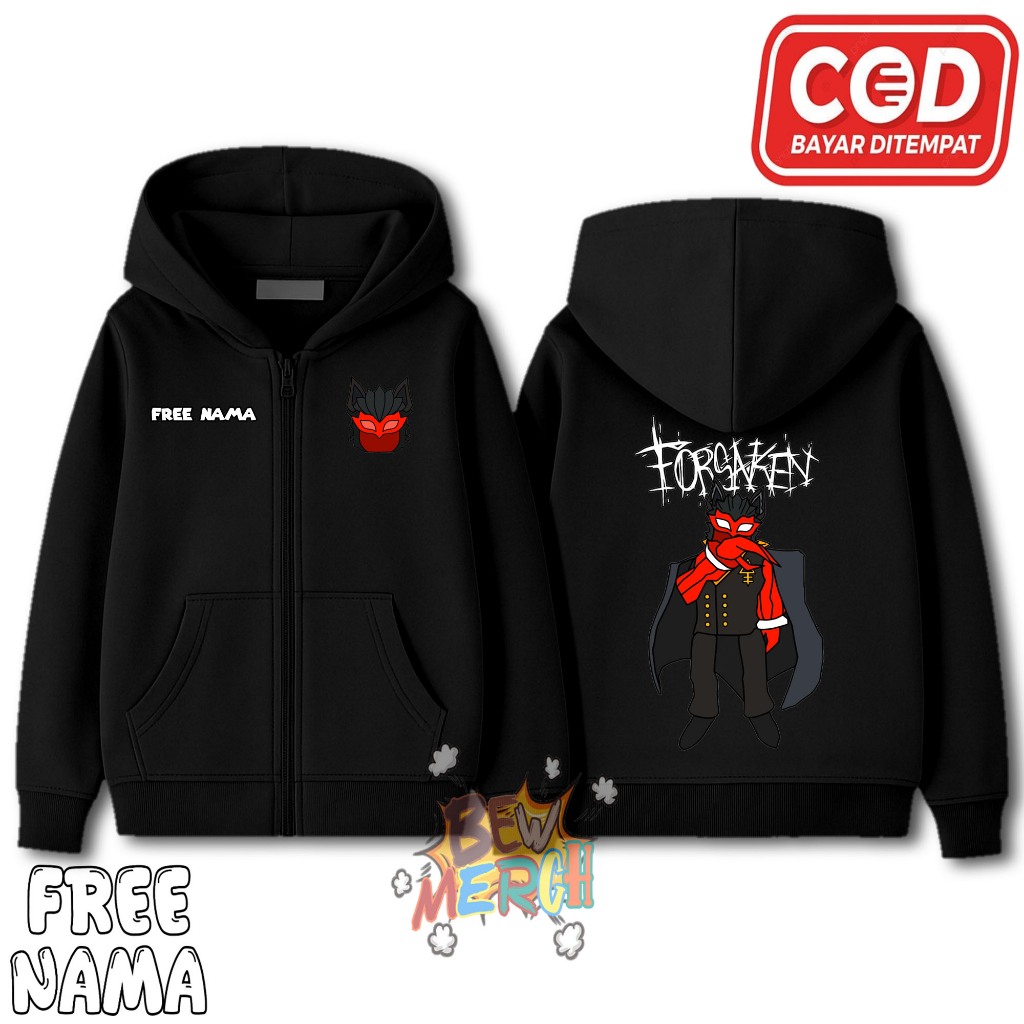 Jaket Hoodie Zipper Anak Roblox Forsaken / Jaket Anak Resleting Roblox Forsaken / Free Nama